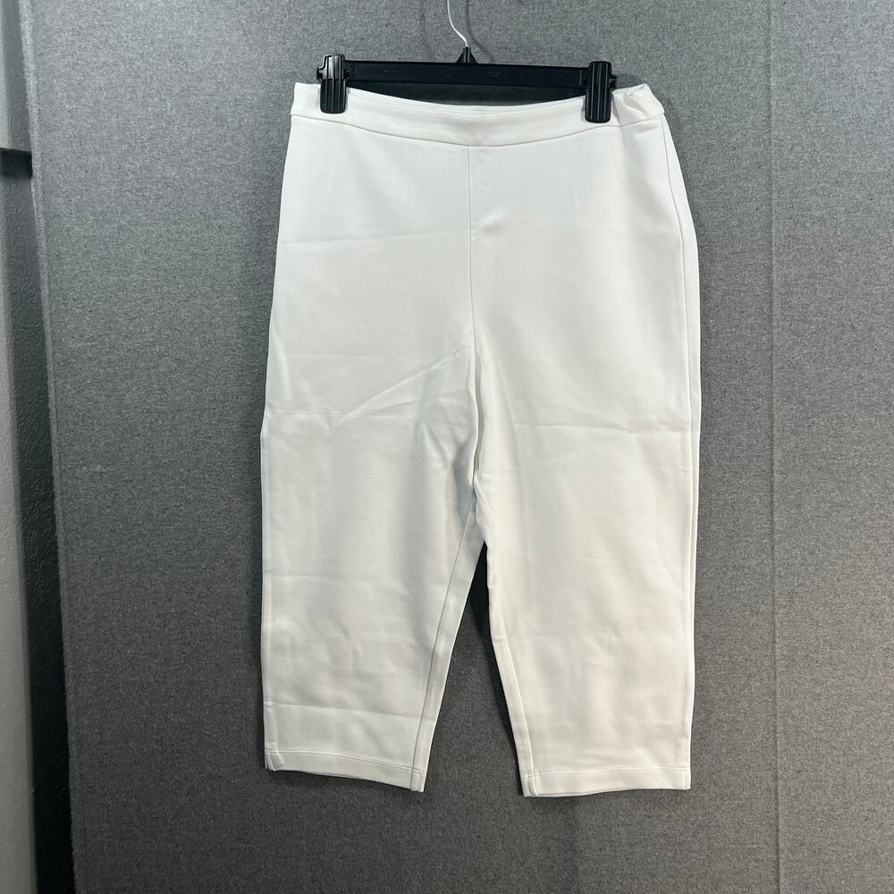 Joan Rivers Petite Signature Knit Capri Pants White Petite Medium